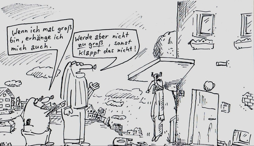 Cartoon: groß (medium) by Leichnam tagged groß,erwachsen,aufhängen,strick,nehmen,selbstmord,suicid,es,klappt,nicht