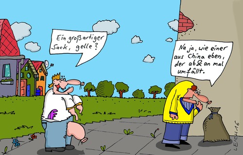 Cartoon: großartig (medium) by Leichnam tagged großartig,sack,gelle,aus,china,na,ja,umfallen,ab,und,an