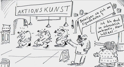 Cartoon: Großes Geschäftchen (medium) by Leichnam tagged geschäft,aktionskunst,kot,beteiligung,figuren,unkreativ,art,ausstellung