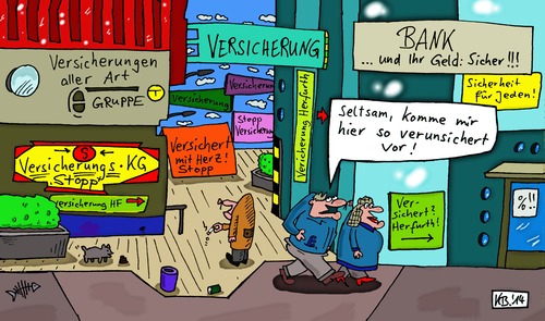 Cartoon: Großstadt (medium) by Leichnam tagged ausnehmen,kapitalismus,landmenschen,beklommenheit,furcht,angst,unsicher,versicherung,banken,großstadt