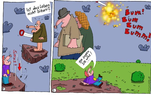 Cartoon: Groteske (medium) by Leichnam tagged groteske,absägen,säge,fuchsschwanz,hinab,hinunter,fall,bizarr,das,leben,bumm,saus,leichnam,leichnamcartoon,leichnamcomic