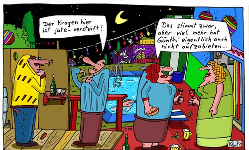 Cartoon: Günthi (medium) by Leichnam tagged günthi,kragen,jute,versteifung,aufgebot,damen,und,herren,nachtfeier,festlichkeit,speis,trank,ehe,prahlerei,stolz