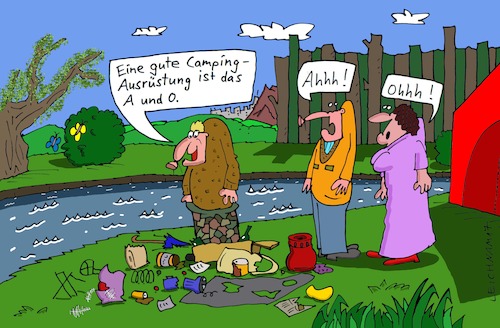 Cartoon: gut (medium) by Leichnam tagged gut,camping,ausrüstung,ahhh,ohhh,bach,urlaub,wochenende,leichnam,leichnamcartoon