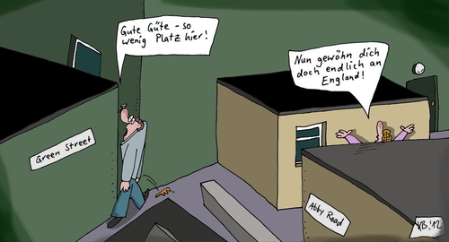 Cartoon: Gute Güte ... (medium) by Leichnam tagged gute,güte,enge,england,gewöhnung,kalauer,wenig,platz