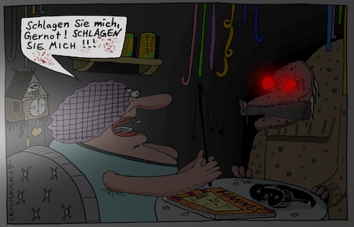 Cartoon: Hannes (medium) by Leichnam tagged hannes,gernot,schlagen,peitsche,silvester,blut,mitternacht,glühlampen,leichnam,leichnamcartoon