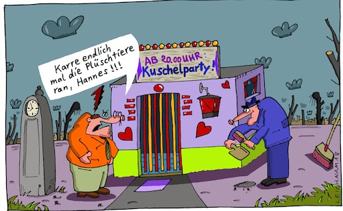 Cartoon: Hannes (medium) by Leichnam tagged hannes,rankarren,plüschtiere,kuschelparty,chef,hausmeister,leichnam,leichnamcartoon