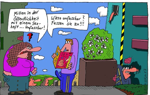 Cartoon: Heftchen (medium) by Leichnam tagged heftchen,sexheft,anschauen,phallus,empörung,öffentlichkeit,unfassbar,leichnam,leichnamcartoon