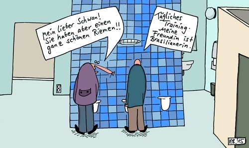 Cartoon: Herren-WC (medium) by Leichnam tagged herren,wc,übergröße,riemen,mal,gucken,freundin,brasilien,training,täglich,pieseln,pinkeln,urinieren,pissbecken