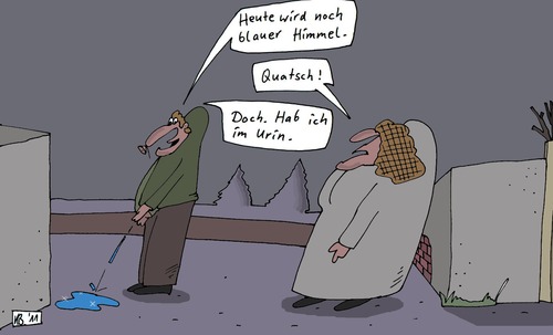 Cartoon: Heute noch (medium) by Leichnam tagged hete,noch,blau,himmel,urin,pinkeln,wetter