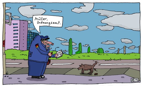 Cartoon: Hund (medium) by Leichnam tagged hund,müller,ordnungsamt,dienstbeflissen,fleißig,penibel,deutsch