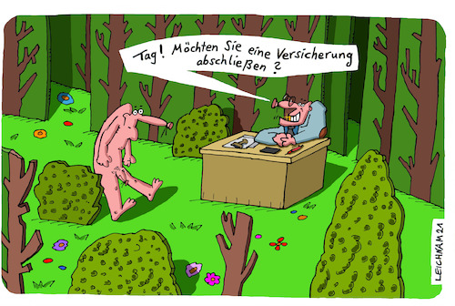 Cartoon: Im Wald (medium) by Leichnam tagged wald,schreibtisch,versicherung,abschluss,nackend,leichnam,leichnamcartoon,büro