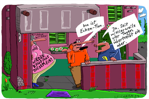 Cartoon: Ina (medium) by Leichnam tagged ina,übertreibung,eck,ecke,nie,bizarr,sesshaft,leichnamcartoon