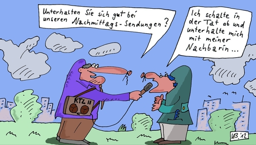 Cartoon: Interview (medium) by Leichnam tagged interview,rtl2,unterhaltung,nachbarin,abschaltung,reden,tv,nachmittag,sendung