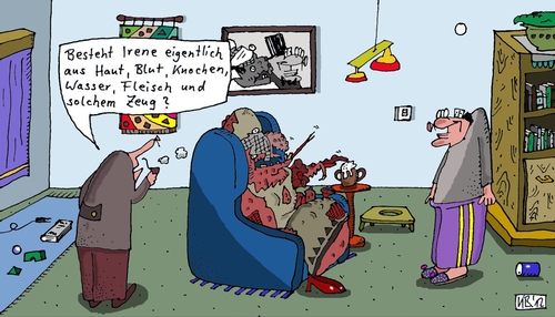 Cartoon: Irene (medium) by Leichnam tagged irene,blut,haut,knochen,fleisch,wasser,zeug