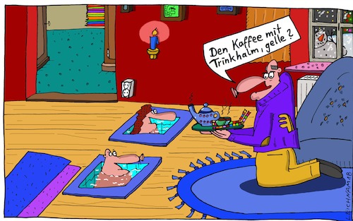 Cartoon: Kaffee (medium) by Leichnam tagged kaffee,getränk,bedienung,pool,minipool,gäste,wohnung,trinkhalm,gelle,service,leichnam,leichnamcartoon,baden,wasser,genuss