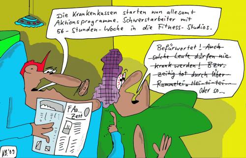 Cartoon: Krankenkassengag (medium) by Leichnam tagged äok,darmer,schwerstarbeiter,arbeiter,fitness,fitnessstudio