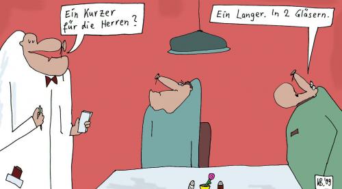 Cartoon: Kurzer (medium) by Leichnam tagged kurzer,langer,herren,restaurant,gaststätte,glas,gläser,wunsch,bestellung
