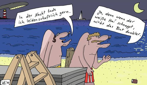 Cartoon: Leidenschaft (medium) by Leichnam tagged leidenschaft,nacht,baden,meer,leichnam,hai,schnappen,blut