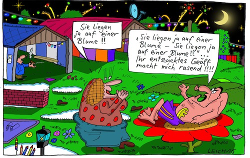 Cartoon: liegend (medium) by Leichnam tagged liegend,blume,silvester,nacht,mond,sterne,lichterkette,äffen,bewunderung,entzücken,mann,frau,leichnamcartoon,rasend,vor,wut,zorn,cholerisch