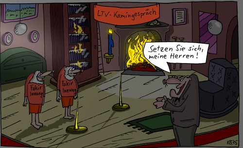 Cartoon: LTV (medium) by Leichnam tagged ltv,kamingespräch,moderator,fakir,talkshow,fernsehen,aufzeichnung,sitzgelegenheit