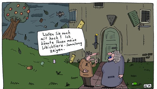 Cartoon: Mann mit Hut (medium) by Leichnam tagged zeigefreudig,sammlung,weichtiere,hoch,noch,anbändelei,hut,mit,mann