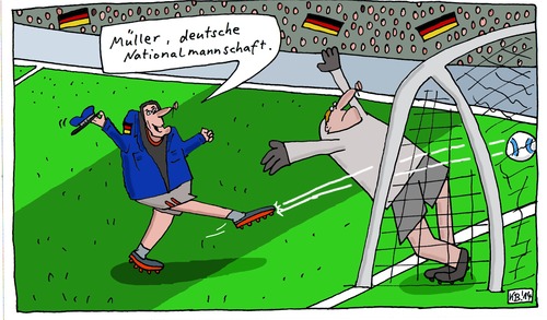 Cartoon: MDNM (medium) by Leichnam tagged müller,ordnungsamt,thomas,fußballweltmeisterschaft,2014,sport,tor,torschützenkönig,deutsche,nationalmannschaft,treffer,versenkt,netz,ball