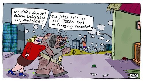 Cartoon: Mechthild (medium) by Leichnam tagged schabracke,schauderhaft,grusel,entsetzen,grauen,erregung,kerle,sexualität,liebesleben,mechthild,antwort,frage,horror