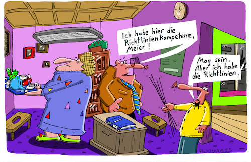 Cartoon: Meier (medium) by Leichnam tagged meier,leichnamcartoon,chef,richtlinien,kompetenz,regeln,geschäftsleitung,büro,logistik,boss,angestellter