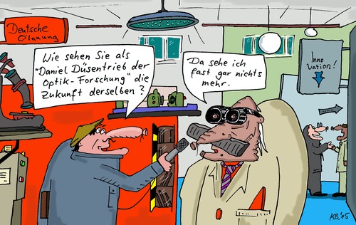 Cartoon: Messerundgang (medium) by Leichnam tagged ausstellung,stand,boss,chefentwickler,mitropaaschenbecher,blind,fast,gläser,dicke,brille,ascher,sehen,mehr,nichts,zukunft,innovationen,deutschland,forschung,wissenschaftler,genius,genie,gernot,leichnamcartoon,messerundgang,neuentwicklungen