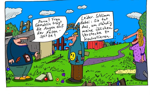 Cartoon: Nanu? (medium) by Leichnam tagged nanu,verstecke,frau,gemahlin,schlimm,augen,nasenspitze,kontrolle,ritzen,spalten