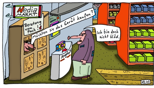 Cartoon: Nedia MARKT. (medium) by Leichnam tagged nedia,markt,werbung,reklame,ich,bin,doch,nicht,blöd,beratung,vom,fach,angebot,gerät,elektronik,fachgeschäft