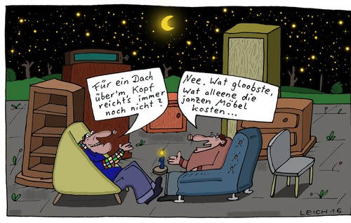Cartoon: Nee. (medium) by Leichnam tagged freier,dach,nee,unbezahlbar,kostenpunkt,möbel,teuer,zu,air,open,himmel