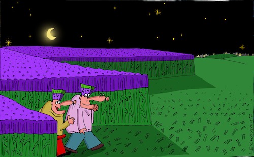 Cartoon: Ohne Worte (medium) by Leichnam tagged ohne,worte,feld,harmonie,kopfschmuck,kopfputz,nacht,mond,sterne,leichnam,leichnamcartoon,gespräche,friedlich,freundlich