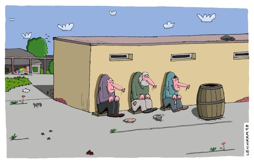 Cartoon: Ohne Worte (medium) by Leichnam tagged ohne,worte,fass,tonne,hut,teller,betteln,bettler,arm,mittellos,leichnam,leichnamcartoon