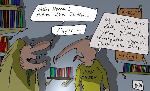 Cartoon: Plattenbau (medium) by Leichnam tagged platten,lp,langspielplatte,vinyl,sammlung,käse,salami