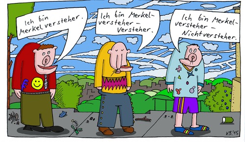 Cartoon: politisch (medium) by Leichnam tagged politisch,merkel,bundeskanzlerin,kandesbunzlerin,verstehen,begreifen,nachvollziehbarkeit,bundestag,deutschland