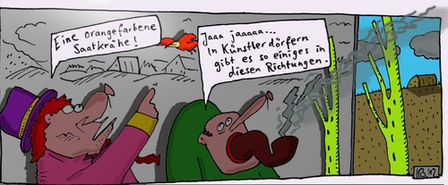 Cartoon: Richtungen (medium) by Leichnam tagged richtungen,saatkrähe,künstlerdörfer,orangefarben