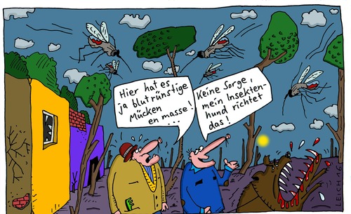 Cartoon: rünstig (medium) by Leichnam tagged sauger,blut,masse,en,sorge,keine,insektenhund,bluthund,hund,insekten,attacke,angriff,mücken,rünstig