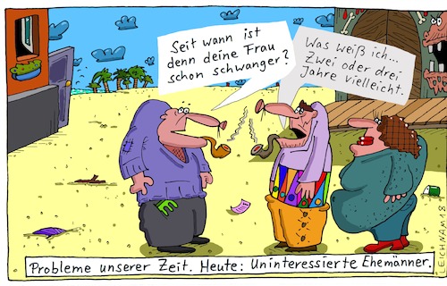 Cartoon: Sandige Gegend (medium) by Leichnam tagged sandig,gegend,bauch,schwanger,baby,babybauch,jahrelang,probleme,desinteresse,uninteressiert,ehemänner,leichnam,leichnamcartoon