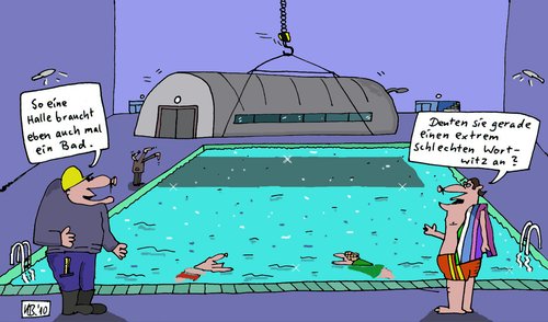 Cartoon: Schön wassern (medium) by Leichnam tagged wasser,halle,hallenbad,wortwitz,wortgag,baden,bad,einweiser