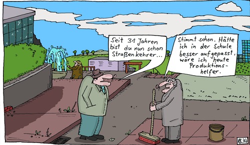 Cartoon: seit 31 Jahren (medium) by Leichnam tagged seit,langer,zeit,straßenkehrer,fegen,besen,säubern,reinigung,stadttechnik,besser,aufgepasst,schule,produktionshelfer,anmerkung