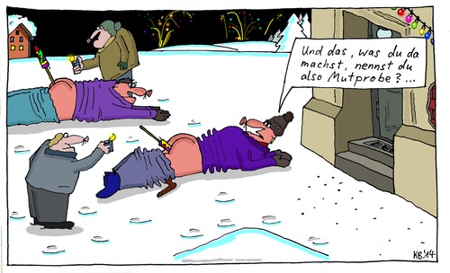Cartoon: Silvester 2014 (medium) by Leichnam tagged silvester,feuerwerk,raketen,dummheiten,irrsinn,gefährlich,mutprobe
