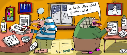 Cartoon: Sorge (medium) by Leichnam tagged sorge,verbrühen,verbrennen,kühl,cool,eis,kalter,hund,winterwind,mutter,sohn