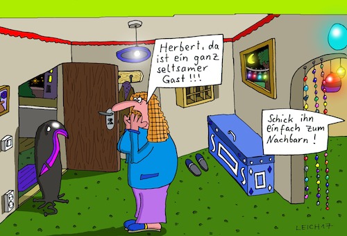 Cartoon: Spät am Abend (medium) by Leichnam tagged spät,am,abend,seltsamer,gast,herbert,nachbar
