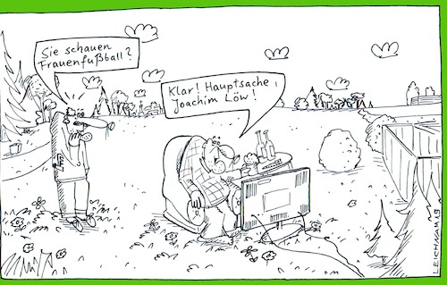 Cartoon: Sport (medium) by Leichnam tagged sport,fußball,fernseher,sessel,wiese,leichnamcartoon