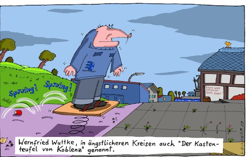 Cartoon: Sproing! (medium) by Leichnam tagged sproing,wuttke,kastenteufel,koblenz,sprungfedern,springen,leichnam,leichnamcartoon