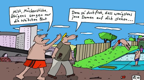 Cartoon: Stiche (medium) by Leichnam tagged stiche,mücken,urlaub,wasser,schwimmbad,see,damen,blut,weibchen