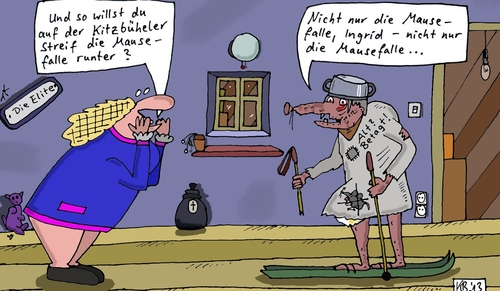 Cartoon: Streif (medium) by Leichnam tagged streif,kitzbühel,mausefalle,alter,herr,ingrid,elite,ski,kochtopf,urne