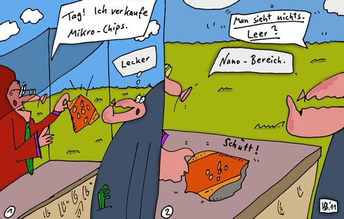 Cartoon: Tag! (medium) by Leichnam tagged tag,verkauf,stand,chips,mikro,makro,nichts,leer,tüte,knapperei,käufer,interesse