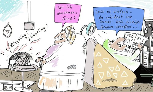 Cartoon: Telefon (medium) by Leichnam tagged telefon,abnehmen,ehe,gramm,gewicht,schaffen,gerd